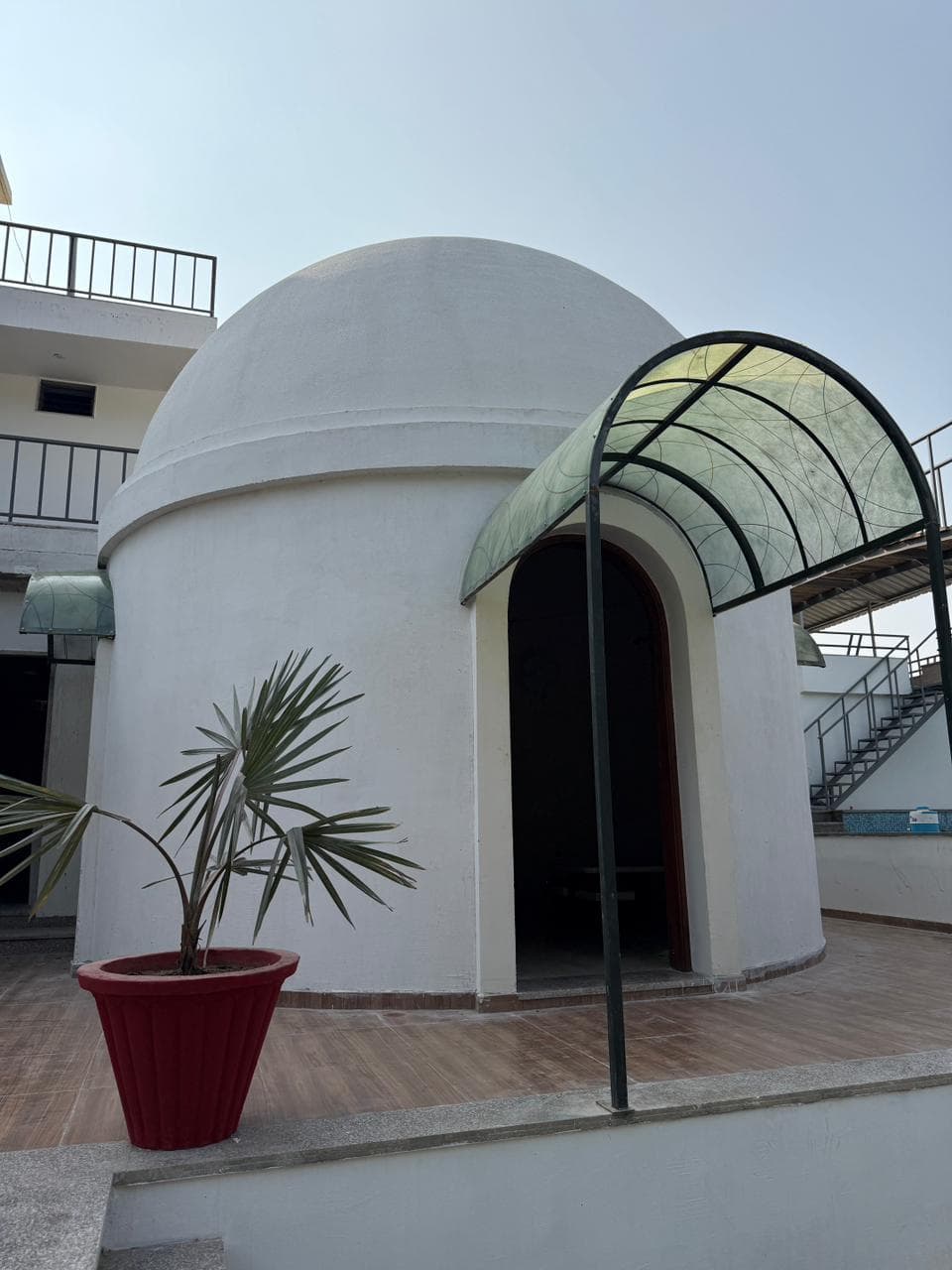 Close-up of dome cottage exterior