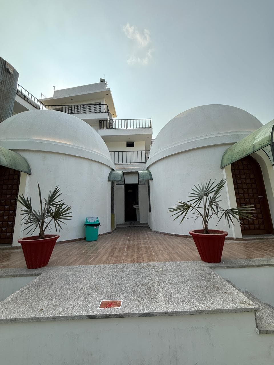 Dome cottages entrance portal view in daytime