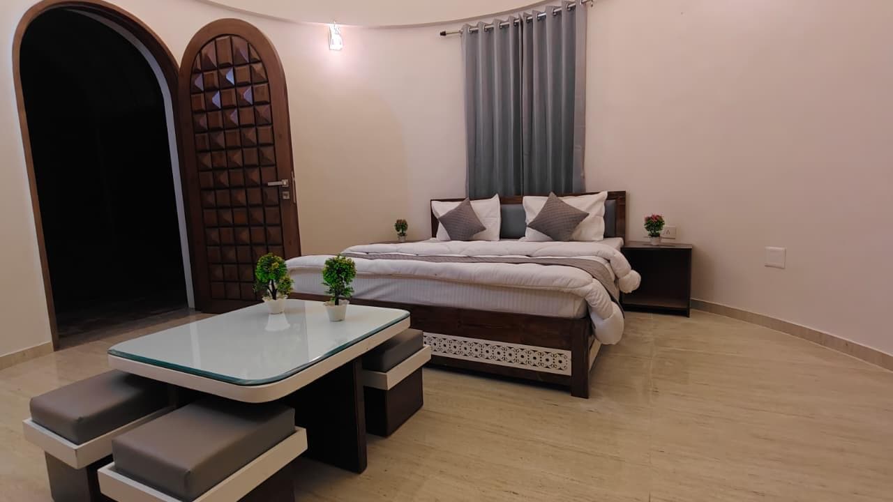 Dome room landscape view with double doors