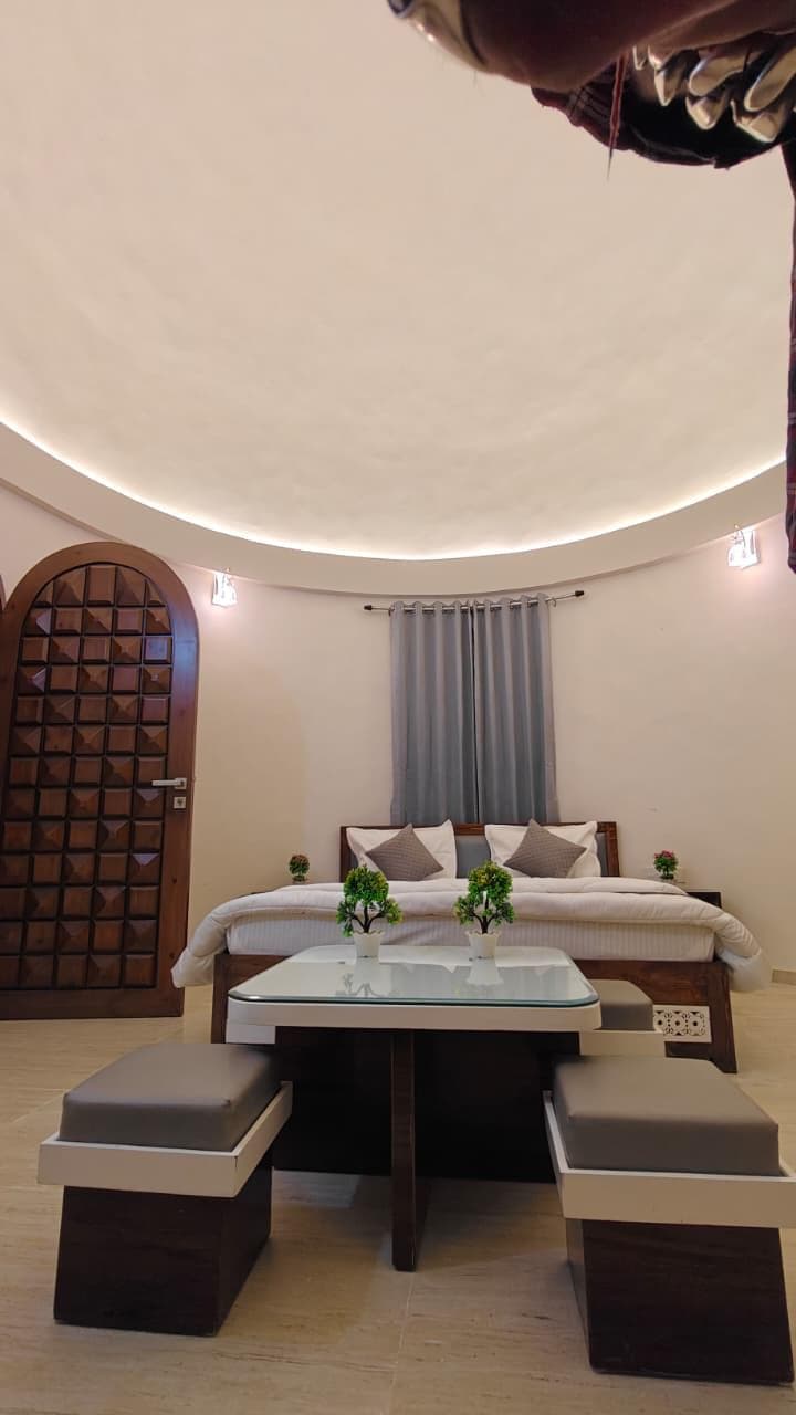 Dome room corner angle with two windows